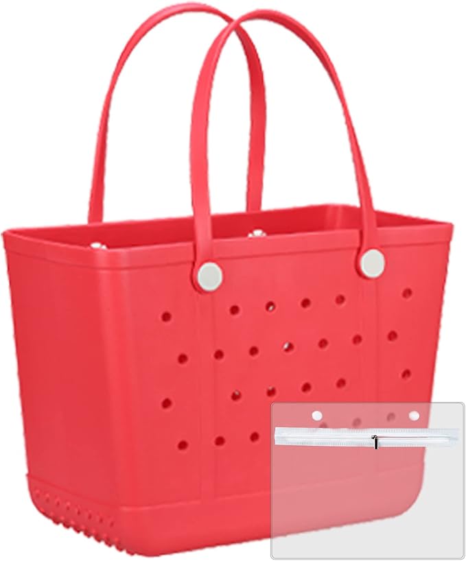 Rubber Beach Bag for Women, Waterproof Travel Tote Bags for Beach | Waterproof Sand-proof Tote Bags with Zipper Pocket, Durable Lightweigh Tote Bag for Outdoor by Unknown