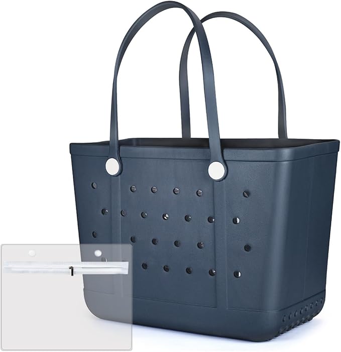 Extra Large Rubber Beach Bag Tote Bag for Women Waterproof Bag | Waterproof EVA Beach Tote with Zipper Pocket & Non-Slip Bottom | Sturdy Tote for Beach Pool Boat Groceries & Travel by UeKeKicg