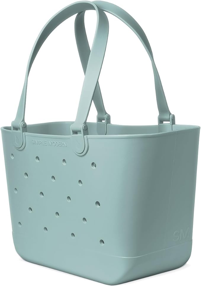 Simple Modern Large Beach Bag | Waterproof Getaway Rubber Tote with Zipper Pocket for Travel, Pool, Boat, Groceries, Sports | Sea Glass Sage - Image 4