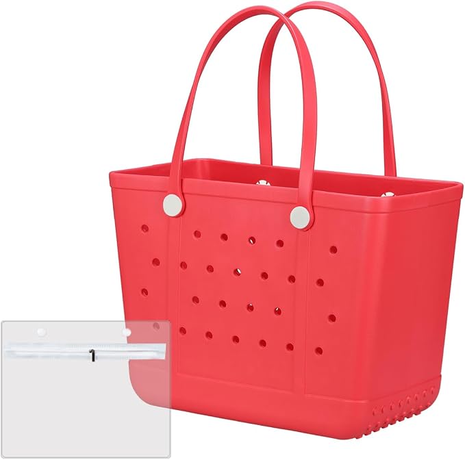 Extra Large Rubber Beach Bag Tote Bag for Women Waterproof Bag | Waterproof EVA Beach Tote with Zipper Pocket & Non-Slip Bottom | Sturdy Tote for Beach Pool Boat Groceries & Travel by UeKeKicg