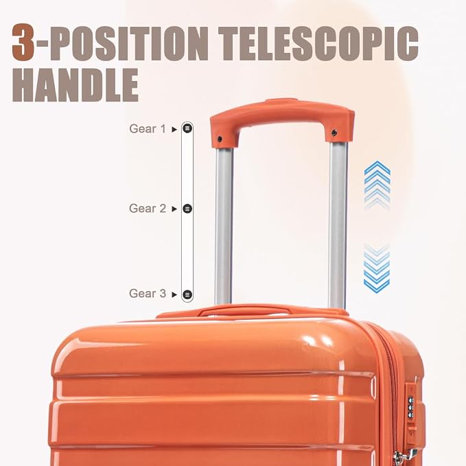 Gradient Color Suitcase 2-Piece Set, 20" Rotating Wheel Suitcase with 14" Cosmetic Case, Lightweight Durable Hardshell Luggage with 360° Spinner Wheels for Travel, Women & Girls (Blue+Red) - Image 3