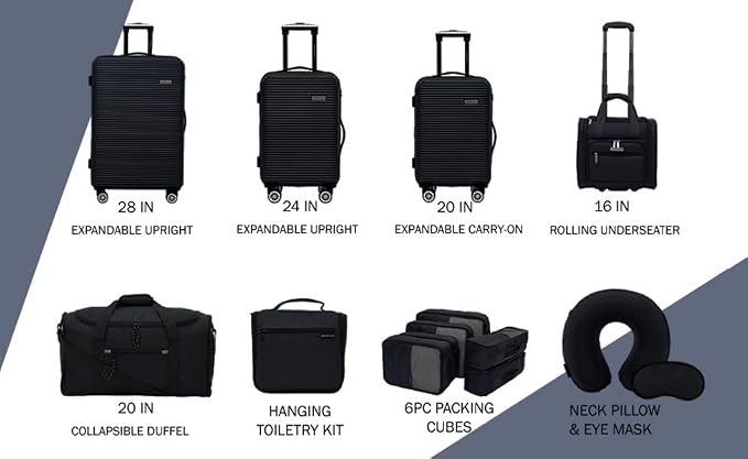Travelers Club 14 Piece Riddock Luggage and Travel Accessories Set, Black - Image 2