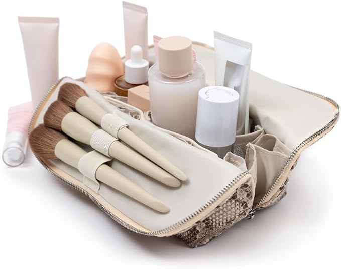 THE VERTI-Vertical Waterproof Makeup & Toiletry Bag | 23-Pocket Organizer with Upright, Fold-Down Design for Skincare, Toiletries & Essentials (Snake, Large) - Image 2