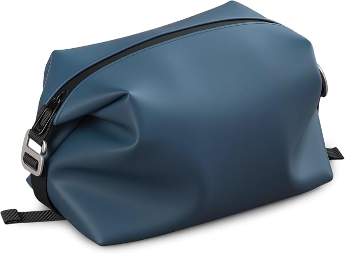 Vomgomfom 6L 13 Inch Silicone Toiletry Bag, Waterproof Leakproof Travel Cosmetic Organizer, Adjustable G-Buckle Compression Dopp Kit, Foldable Makeup Bag for Women & Men (Navy, 13" 6L) by Vomgomfom