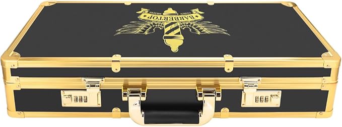 Professional Barber Supplies Case, Barber Cases for Clippers and Supplies, Hairdressing Tools Storage Case with Handle and Secure Numlock, Barber Travel (Golden) - Image 6