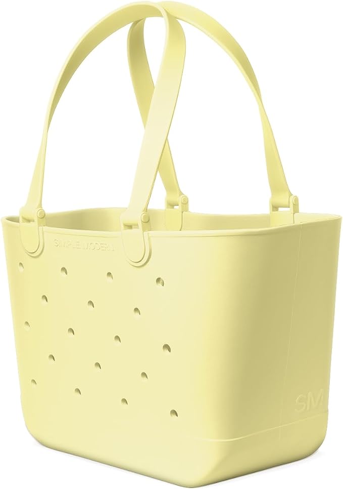 Simple Modern Large Beach Bag | Waterproof Getaway Rubber Tote with Zipper Pocket for Travel, Pool, Boat, Groceries, Sports | Buttercup - Image 4