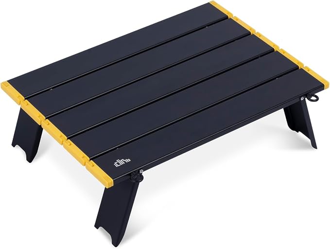 iClimb Ultralight Compact Mini Beach Picnic Folding Alu. Table with Carry Bag, Two Size (Black - S) by iClimb