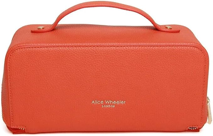 Luxury Beauty Case by Alice Wheeler London Train Case Vanity Toiletry Bag Make-Up Case for Ladies 3 Different Sizes !, Orange, M, Cosmetic Bag - Image 5