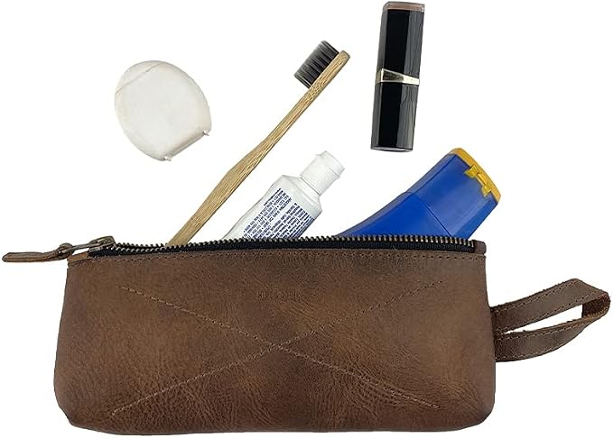 Hide & Drink, Carry-On Toiletry Bag, Pen and Pencil Case, Cable Organizer, Storage for Utensils, Travel Essentials, Full Grain Leather, Handmade, Bourbon Brown - Image 4