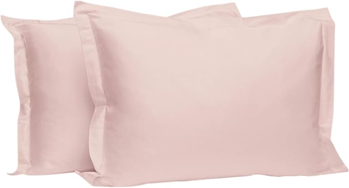Pizuna Pure 100% Cotton Pillow Shams King Size Set of 2 Light Pink, Luxurious 400 Thread Count Long Staple Cotton Sateen with Envelope Closure (Combed Light Pink Cotton Pillow Shams King) by Pizuna