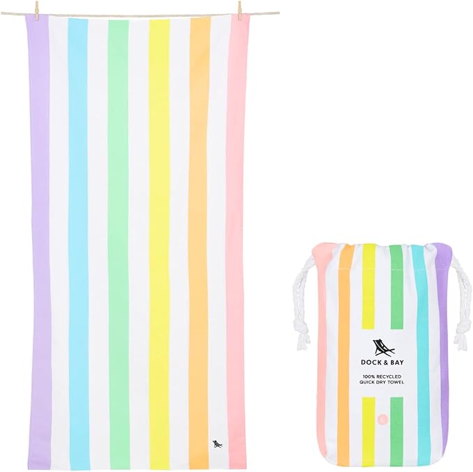 Dock & Bay Beach Towel - Quick Dry, Sand Free - Compact, Lightweight - 100% Recycled - Includes Bag - Summer - Unicorn Waves - Extra Large (200x90cm, 78x35) by DockBay
