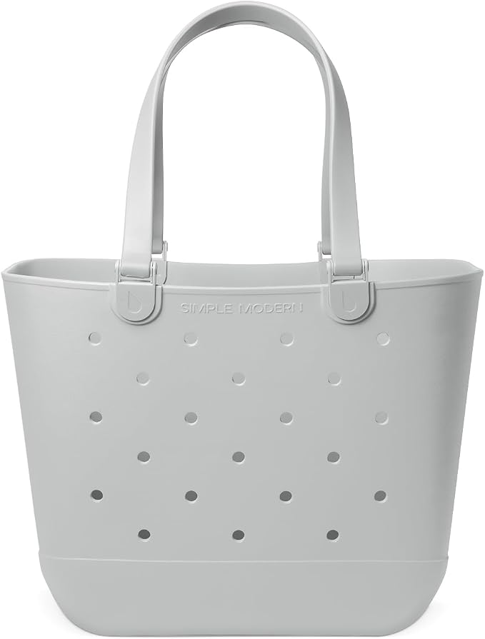 Simple Modern Extra-Large Beach Bag | Waterproof Getaway Rubber Tote with Zipper Pocket for Travel, Pool, Boat, Groceries, Sports | Ice Gray by Unknown
