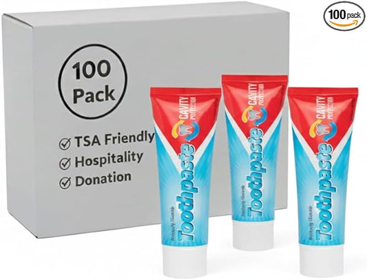 100 Pack 3 oz Toothpaste Travel Size Peppermint - Hospitality, Hotel, Donation, Charity, Homeless Hygiene Supplies (100 Tubes 3 Ounces Each)