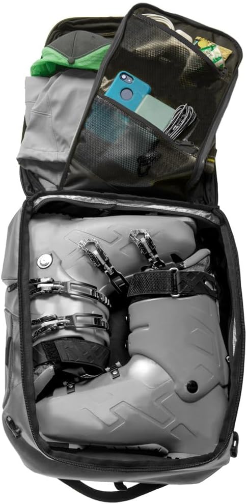 Käydä 36L Travel Backpack - Spacious Carry On Backpack with Detachable Travel Pouch, Magnetic Water Bottle Pocket, Passport and Laptop Pocket - Convertible Boot Bag for Snow Sports (Black/Gold) - Image 9