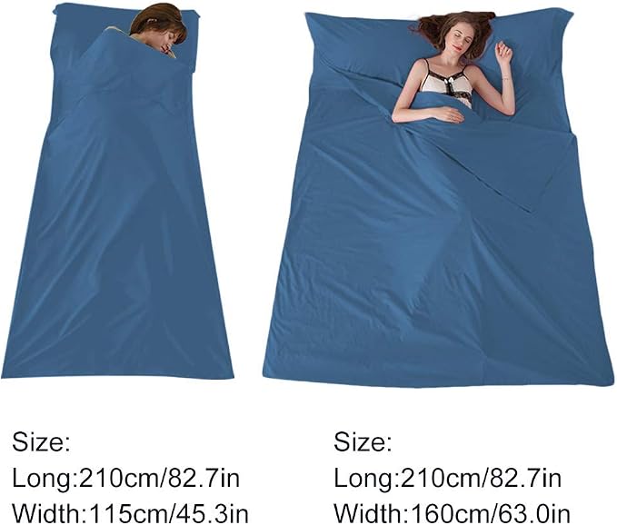 Lightweight Sleep Sack, Compact Sleeping Bag Liner Travel Sheets for Hotel | Soft Breathable Adult Sleep Sack, 4 Season Travel Sheet for Hostel Camping Backpacking Hiking, Machine Washable, 3 Sizes - Image 5