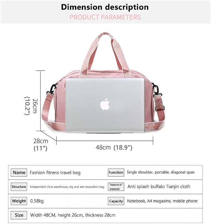 Unisex Wet and Dry Separation Gym Bag with Shoes Compartment,Pretty Girl Boy Bag for Yoga/Swimming/Weekend Getaway. - Image 4