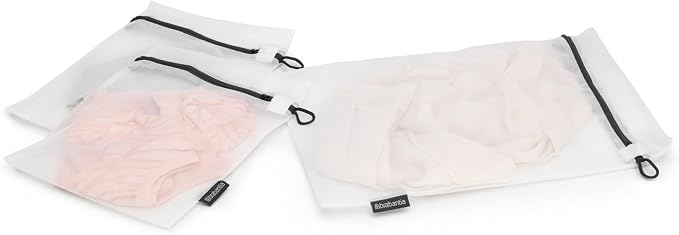 Brabantia 3-Pack Mesh Zip Up Laundry Bags (White) for Washing Machine Delicates, Face Masks, Socks, Bras (1 x Medium, 2 x Small) Organizer, Travel Bags - Image 4