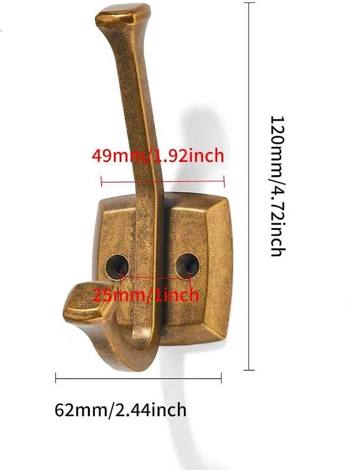 khtumeware 10 Pack 4.7 inch Antique Brass Coat Hooks Wall-Mounted Hooks | Applicable to hanging,Towel,robe,bathroom,bag,clothes,entryway Zinc Alloy bathroom hooks - Image 2