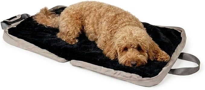 4 Cats & Dogs Gus Travel Bed – Portable Foldable Dog Bed & Pet Cushion Mat with Soft Faux Fur, Water-Resistant Nylon, Zippered Suitcase Design for Camping & Travel- Medium (29.5″ x 39.5″), Sandy by 4CatsDogs