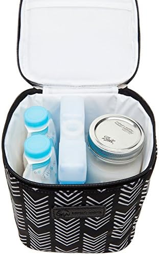 Sarah Wells Cold Gold Breastmilk Cooler with Ice Pack (Black & White) | Fully-Lined Insulated Interior, Fits 4-6 Bottles, Zippered Lid, Great for Workdays, Travel & Pumping Days, Machine Washable - Image 3