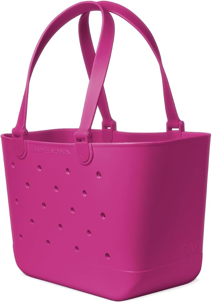 Simple Modern Large Beach Bag | Waterproof Getaway Rubber Tote with Zipper Pocket for Travel, Pool, Boat, Groceries, Sports | Zinnia - Image 4