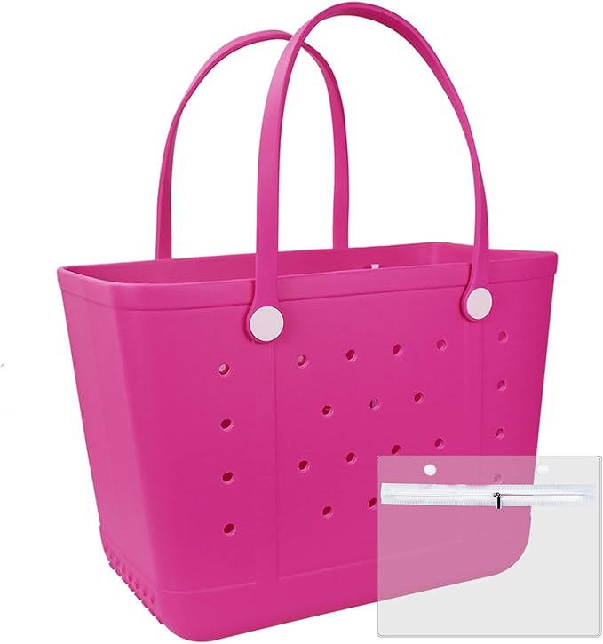 Rubber Beach Bag for Women, Waterproof Travel Tote Bags for Beach | Waterproof Sand-proof Tote Bags with Zipper Pocket, Durable Lightweigh Tote Bag for Outdoor by Unknown