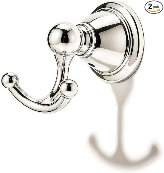 khtumeware 2 Pack Polished Nickel Robe Hooks Wall-Mounted Heavy-Duty Towel Hooks, Zinc Alloy Bathroom Coat Hooks and Suitable for Hanging Towels, Bathrobes, Clothes, Hats and Bags. by khtumeware