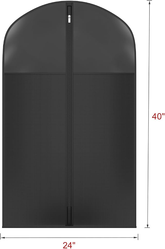 Univivi Garment Bag Suit Bag for Hanging Clothes, 40" Lightweight Full Zipper Washable Suit Cover with Large Visible Window for Suit Coat, Jacket, Sweaters (Set of 6), Black - Image 2