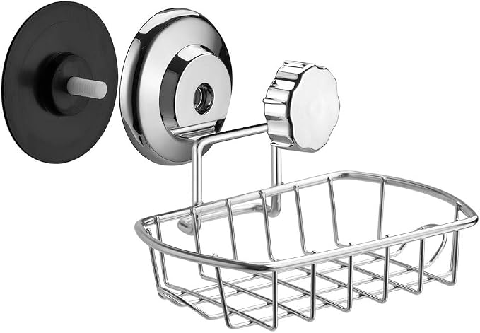 SANNO Suction Cups Shower Caddy Soap Dish Holder for Large Shampoo Shower Gel Holder Bathroom Storage Bath Organizer Kitchen Storage Basket for Shampoo, Conditioner, Soap- Rustproof Stainless Steel - Image 7