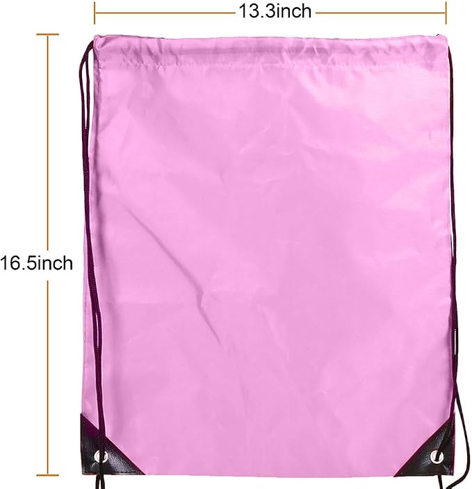 Drawstring Backpack Bulk 24Pcs Draw String Backpack Bags DIY Gym Sports Traveling Yoga Cinch Bag Sackpack Drawstring(pink) - Image 2