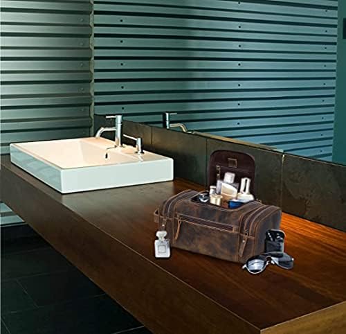 VC VINTAGE COUTURE Leather Toiletry Bag for Men Extra Large Leather Men's Toiletry Bag for Traveling Real Leather Dopp Kit for Men Leather Shaving Bag for Travel - Image 2