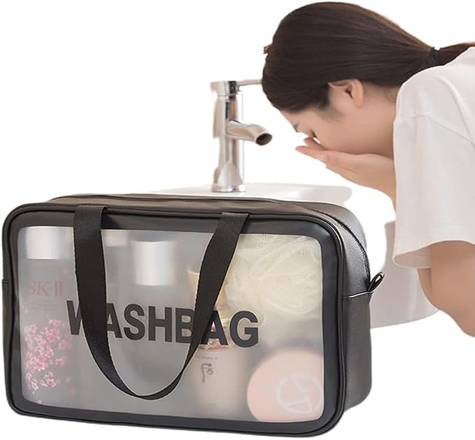 Travel Makeup Pouch Set Toiletry Bag Cosmetic Organizer Bag for Women and Girls Toiletry Storage Kit Set of 3, WASHBAG - BLACK, M, Travel Accessories - Image 8