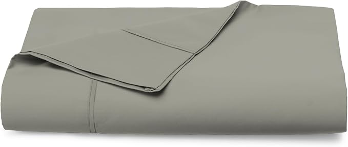 Pizuna Pure 100% Cotton Flat Sheets Only Twin XL Silver (1 PC), Luxurious 400 Thread Count Long Staple Cotton Sateen with 4" Hem (Combed Twin XL Flat Sheet Only Cotton) by Pizuna