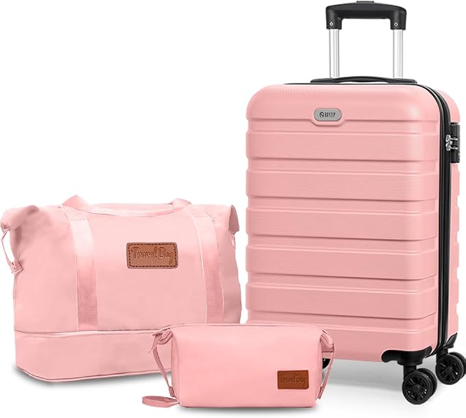 AnyZip Luggage Set 20 Inch Carry on Luggage PC ABS Hardshell Lightweight Suitcases for Travelling with 4 Universal Wheels TSA Lock Pink by YourBestTravelChoice