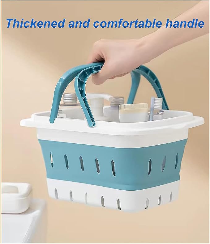 4 Pack Collapsible Plastic Shower Caddy Basket with Handles, Box Storage Organizer Laundry Bin for Bathroom, Kitchen, Dorm,Gym - Image 5
