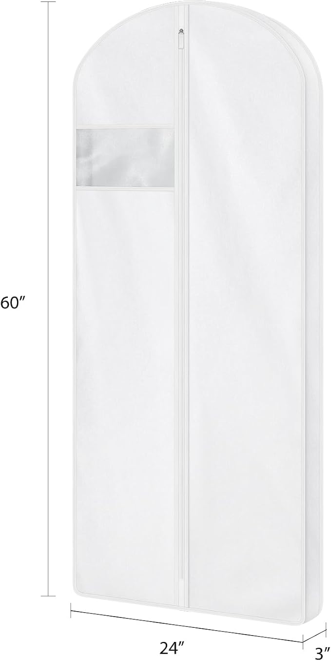 60" Premium Cotton Garment Bag for Hanging Clothes and Storage, Breathable Dress Bags for Gowns Long, Full Zipper Dust Cover with Clear Window for Long Dresses, 2 Pack - Image 2