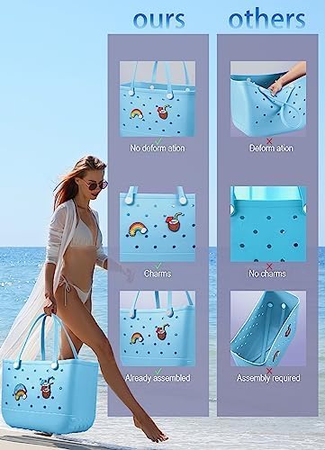 Baonat Beach Bag Rubber Tote Bag - Waterproof Travel Bag for Women Washable Tote Bag Handbag for Sports Beach Market Pool - Image 5