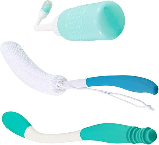 Shower Brush, Long Reach Assist Design, 1 Set, Butt Wiper Tool, Bidet Body Brush, Portable Hygiene Aid, for Hospital, Seniors, Disabled, Shower