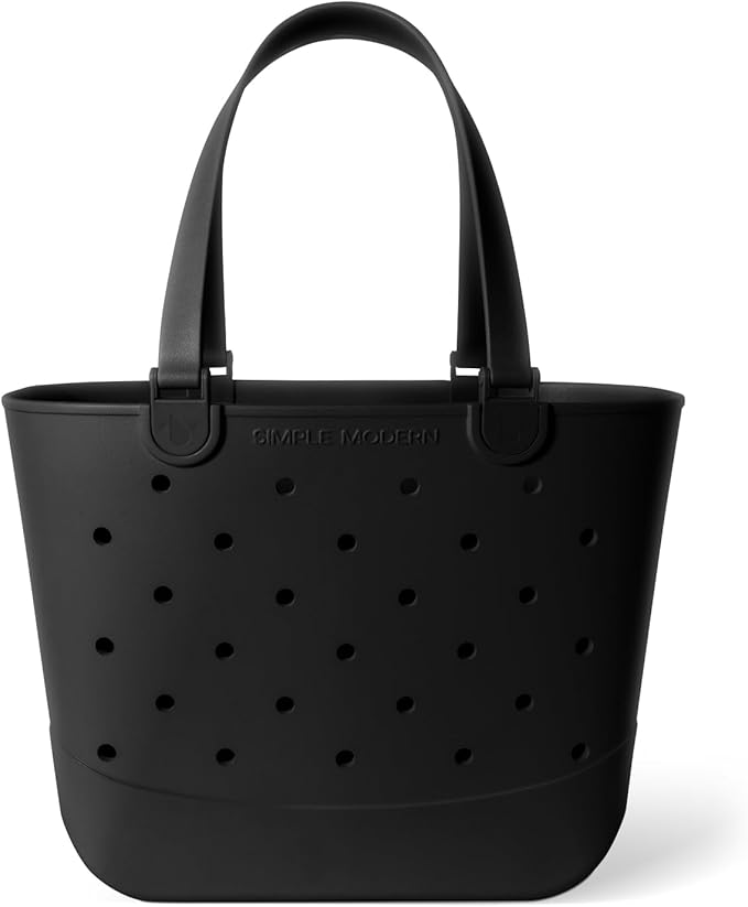 Simple Modern Extra-Large Beach Bag | Waterproof Getaway Rubber Tote with Zipper Pocket for Travel, Pool, Boat, Groceries, Sports | Midnight Black by Unknown