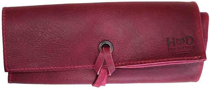 Hide & Drink, Leather Watch Roll Organizer Handmade from Full Grain Leather, Holds Up to 4 Watches, Easy Carry On Watchlover Storage (Sangria) - Image 3