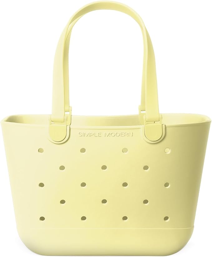Simple Modern Large Beach Bag | Waterproof Getaway Rubber Tote with Zipper Pocket for Travel, Pool, Boat, Groceries, Sports | Buttercup by Unknown