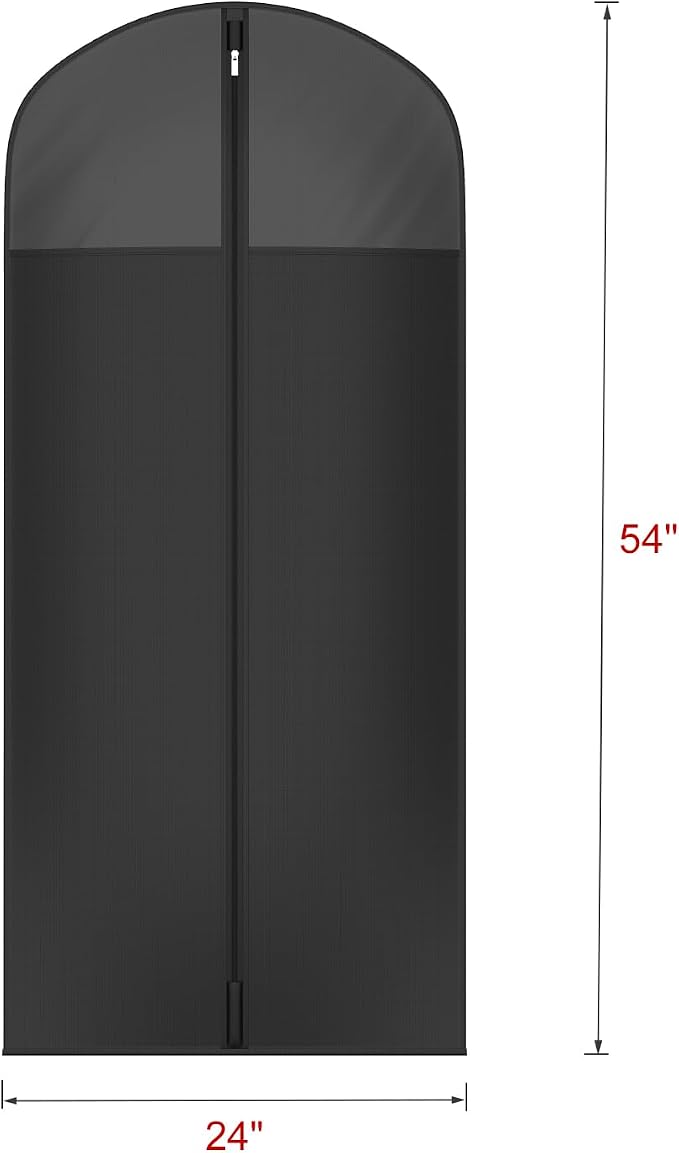 Univivi Long Garment Bags for Hanging Clothes, 65" Dress Bags for Gowns Long for Closet Storage with Large Visible Window for Long Suits, Coats, Dresses, 3 Pack, Black - Image 2
