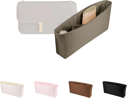 Satin Purse Organizer Insert for Constance Elan, Etoupe grey | Tailored Fit, Multiple Pockets, Lightweight Satin, Purse Essentials, Ideal for Travel, Shopping, and Daily Use by KINGSINBAG