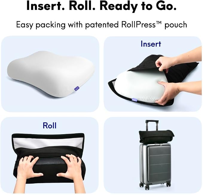 Cushion Lab Travel Deep Sleep Pillow – Compact Memory Foam Neck Pillow for Sleeping, Portable Pillow for Hotels, Camping, Side & Back Sleepers, On-the-Go – Black - Image 5