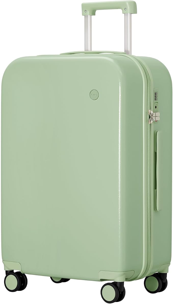 mixi Luggage Suitcase with Spinner Wheels, Hardside Rolling Suitcase PC with Cover & TSA Lock Lightweight Travel Case 26in Checked in, Avocado Green by MIXI