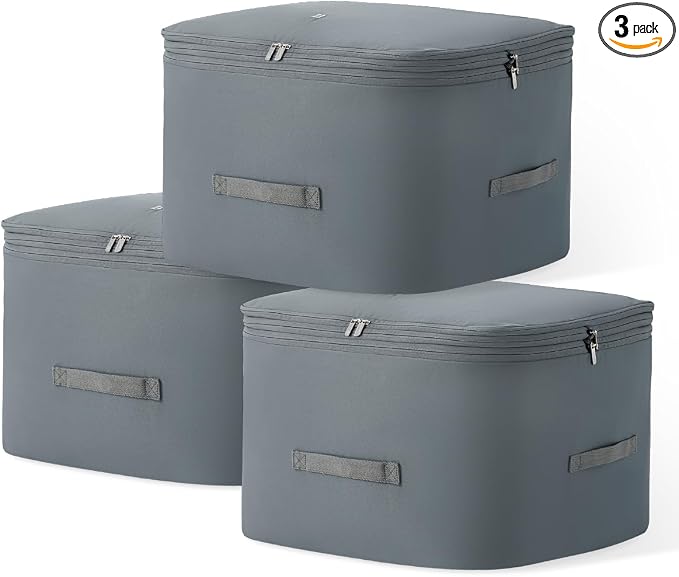 Eachy 3-Pack Comforter Storage Bag Blanket Storage Bags, 136L Compression Storage Bags for Blanket Comforter, Ultra Space Saving Self Compression Organizer by EACHY
