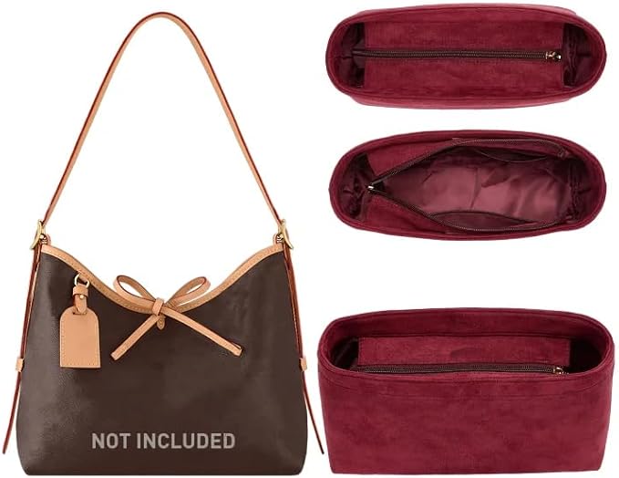Velvet Purse Organizer Insert Compatible with Lv Carryall MM Insert Organizer and More, Bag Insert Divider Shaper for Tote Handbags(MM,Wine-Red) by OAIKOR