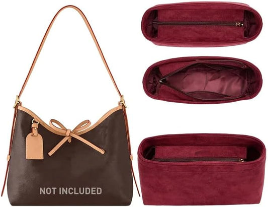 Velvet Purse Organizer Insert Compatible with Lv Carryall MM Insert Organizer and More, Bag Insert Divider Shaper for Tote Handbags(MM,Wine-Red) by OAIKOR