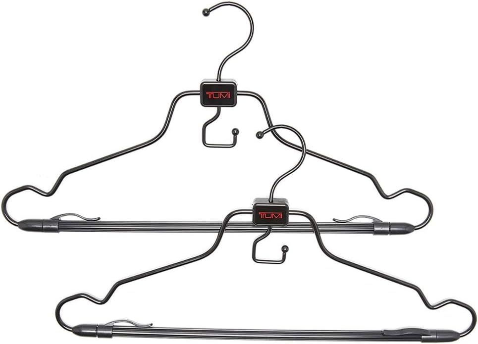 TUMI - 2-Piece Hangers Set - Travel Clothes Hanger for Suit, Coat & Trousers - Space Saving Garment Bag Hangers w/ Hooks - Black by Unknown