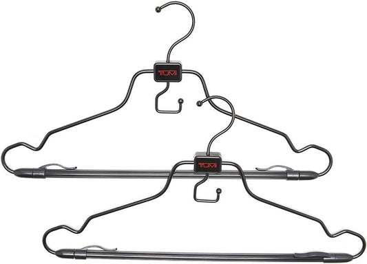 TUMI - 2-Piece Hangers Set - Travel Clothes Hanger for Suit, Coat & Trousers - Space Saving Garment Bag Hangers w/ Hooks - Black by Unknown